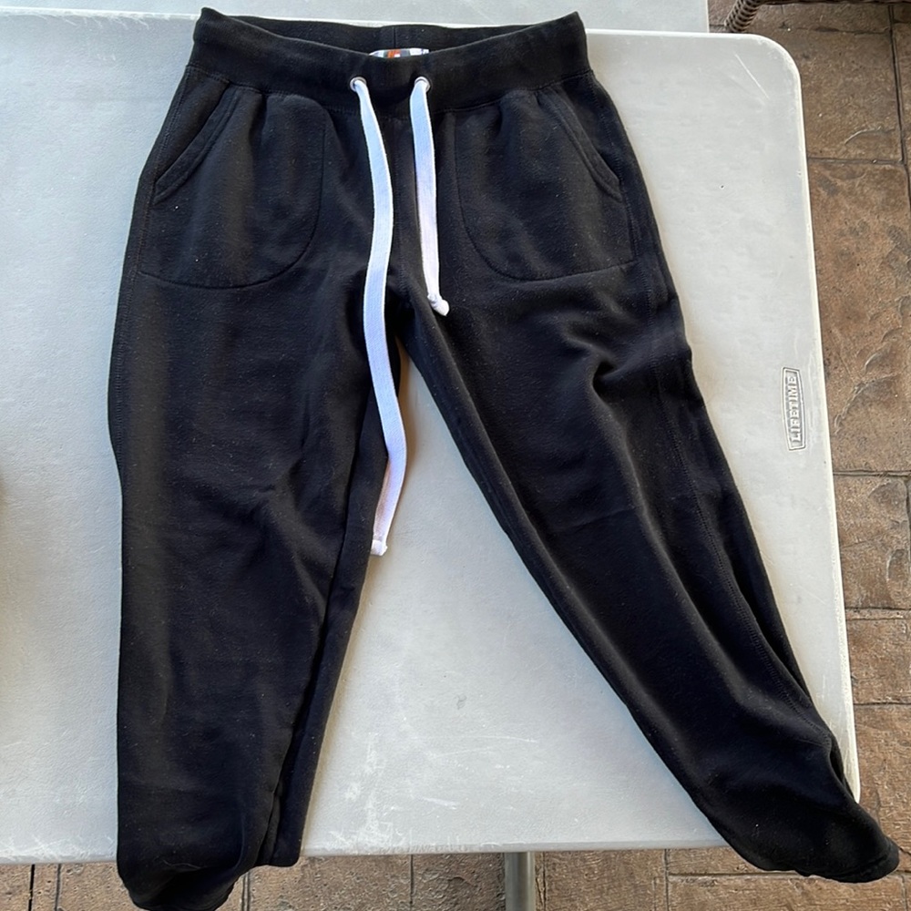 This is a black jogger sweatpant which has been warn. They are very comfortable.